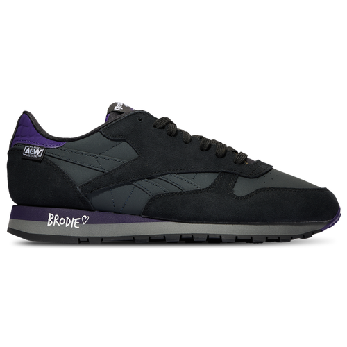 

Reebok Mens Reebok Classic Leather - Mens Running Shoes Black/Purple Size 8.5