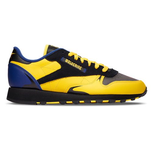 

Reebok Mens Reebok Classic Leather - Mens Running Shoes Black/Yellow/Blue Size 8.0