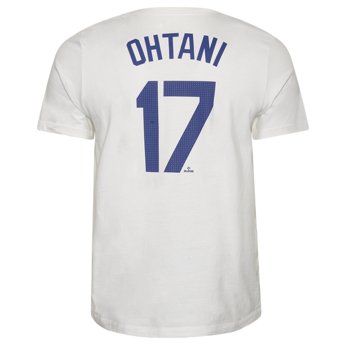 

Nike Mens Shohei Ohtani Nike Dodgers Ohtani Name and Number T-Shirt - Mens White/Blue Size S