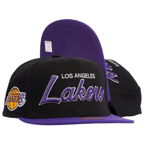

Mitchell & Ness Mens Los Angeles Lakers Mitchell & Ness Lakers Team Script 2.0 Snapback - Mens Black/White Size One Size