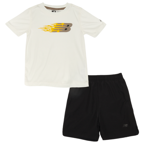 

Boys New Balance New Balance T-Shirt Woven Short Set - Boys' Toddler Sea Salt/Black Size 2T