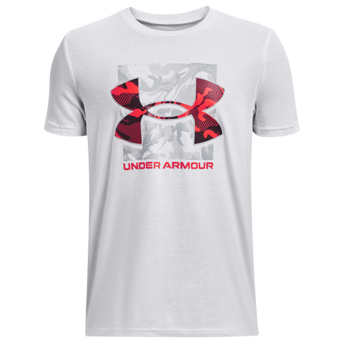 

Boys Under Armour Under Armour Box Logo Camo Short Sleeve T-Shirt - Boys' Grade School White/Red Size L
