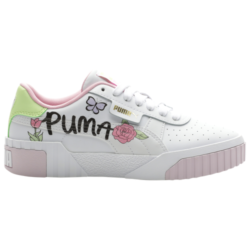 

PUMA Girls PUMA Cali Bouquet - Girls' Grade School Running Shoes White/Pink/Green Size 7.0