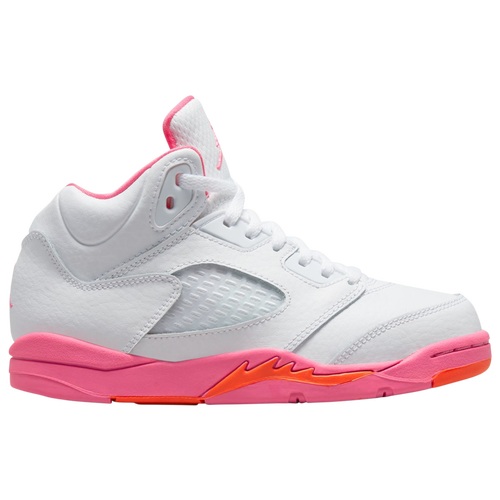 

Girls Preschool Jordan Jordan Retro 5 - Girls' Preschool Basketball Shoe White/Pink/Orange Size 02.0