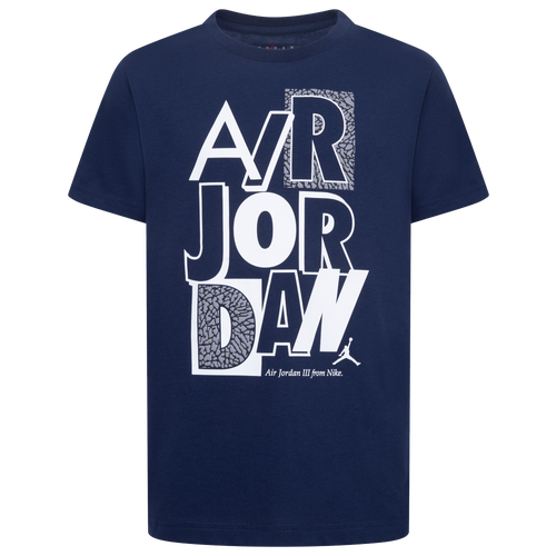 

Boys Jordan Jordan AJ 3 Mix Up T-Shirt - Boys' Grade School White/Navy Size L