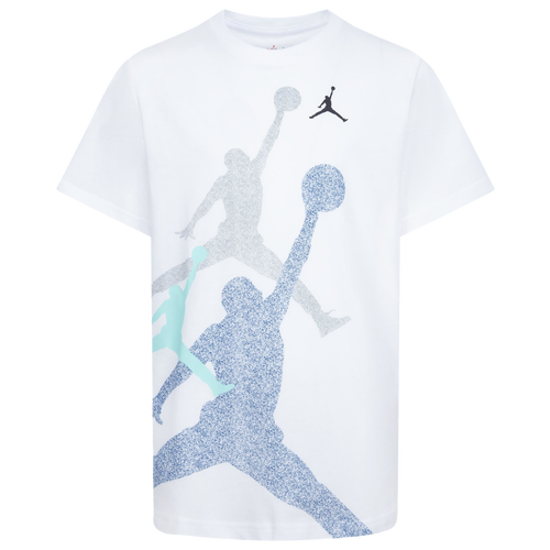 

Boys Jordan Jordan Gradient Stacked Jumpman Short Sleeve T-Shirt - Boys' Grade School Blue/Green Size L