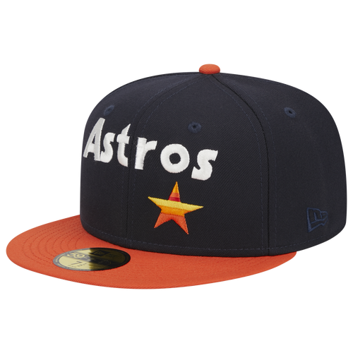 

New Era Mens Houston Astros New Era Astros Retro Script Cap - Mens Orange/Navy Size 7