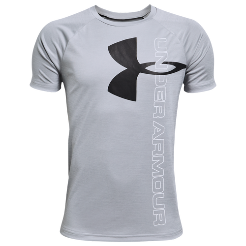 

Under Armour Boys Under Armour Tech Split Logo Hybrid T-Shirt - Boys' Grade School Mod Grey/Black Size L