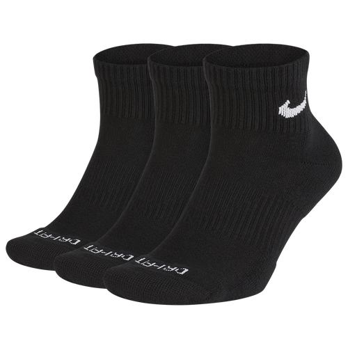 

Nike Mens Nike 3 Pack Dri-FIT Plus Quarter Socks - Mens Black/White Size L