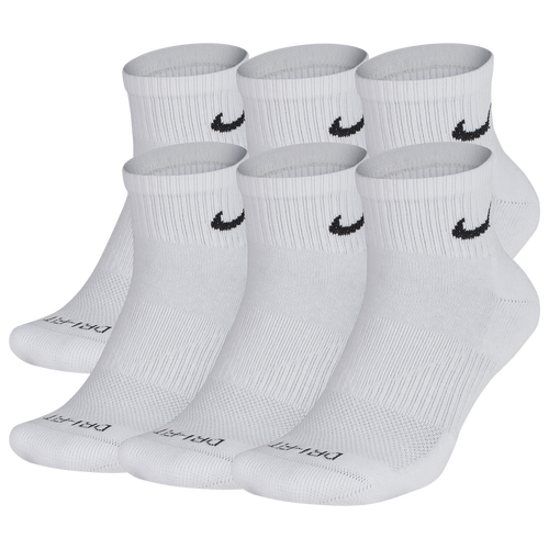 

Men's Nike Nike 6 Pack Dri-FIT Plus Quarter Socks - Men's White/Black Size S