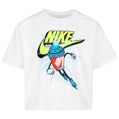 

Girls Preschool Nike Nike Speed Skater Top - Girls' Preschool White/Volt Size 6X