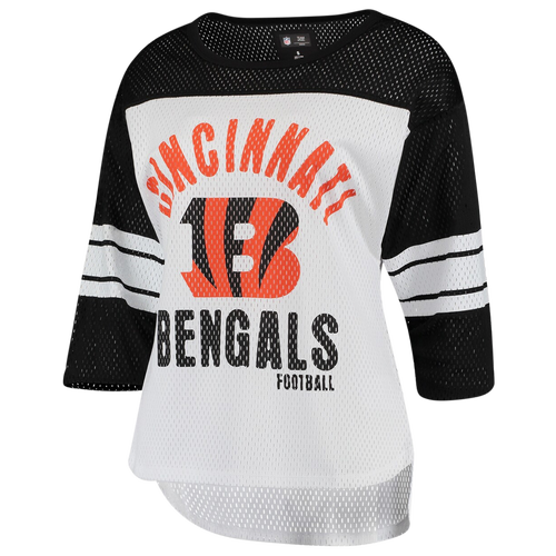 

G-III Womens Cincinnati Bengals G-III Bengals 4HER First Team 3/4 Sleeve Mesh T-Shirt - Womens White Size M