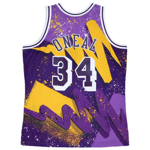 

Mitchell & Ness Mens Shaquille O'neal Mitchell & Ness Lakers Hyp Hoops Jersey - Mens Purple/Multi Size XL