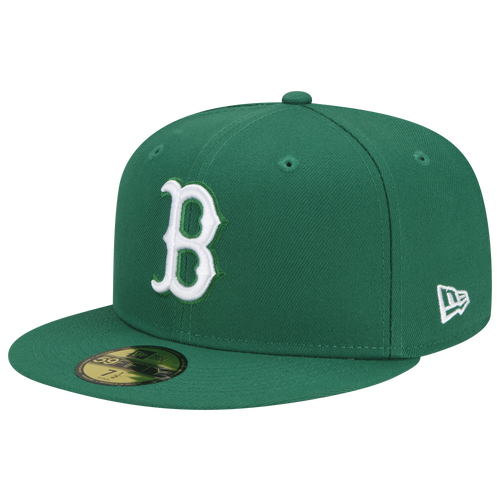 

New Era Mens New Era Red Sox Logo White 59Fifty Fitted Cap - Mens Kelly Green/Kelly Green Size 7