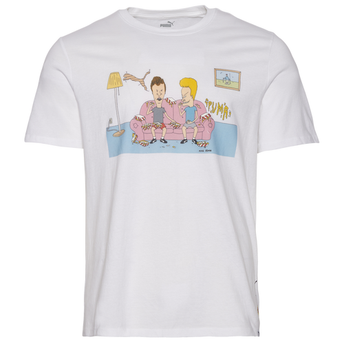 

PUMA Mens PUMA Beavis & Butthead T-Shirt - Mens White/Pink/Yellow Size XL