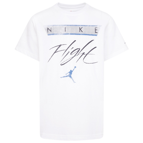 

Boys Jordan Jordan AJ 4 Flight Reimagined T-Shirt - Boys' Grade School White/Blue Size XL