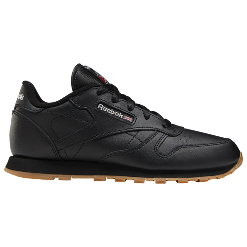 

Reebok Boys Reebok Classic Leather - Boys' Preschool Running Shoes Black/Tan Size 11.0