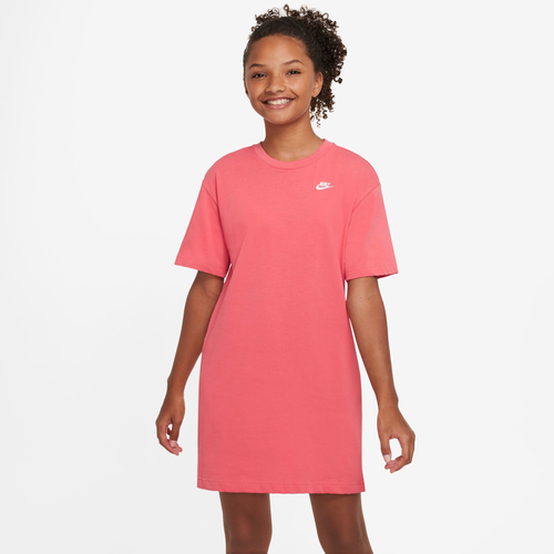 

Nike Girls Nike NSW T-Shirt Dress - Girls' Grade School Sea Coral/White Size XL