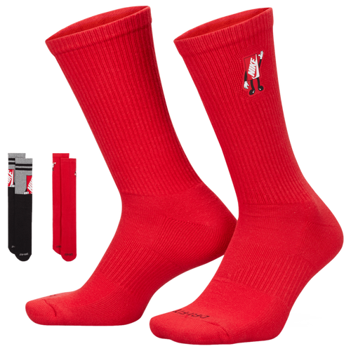 

Men's Nike Nike Everyday Plush Cushioned Crew Socks - Men's Black/Grey/Red Size M