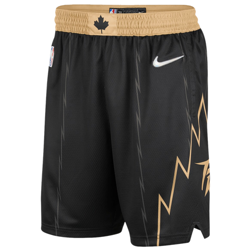 

Nike Mens Toronto Raptors Nike Raptors NBA Swingman Shorts 21 - Mens Black/Gold Size M