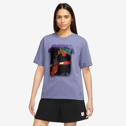 

Jordan Womens Jordan Short Sleeve GF Heritage T-Shirt - Womens Purple/Black Size S