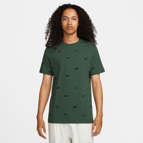 

Nike Mens Nike NSW Club+ All Out Print T-Shirt - Mens Fir/White Size M