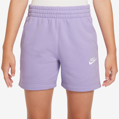 

Girls Nike Nike NSW Club FT 5" Shorts - Girls' Grade School Purple/White Size XL
