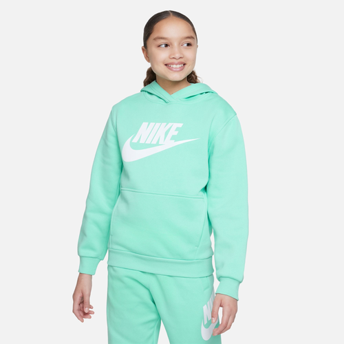 

Nike Boys Nike NSW Club HBR Fleece Hoodie - Boys' Grade School Emerald Rise/White Size XL