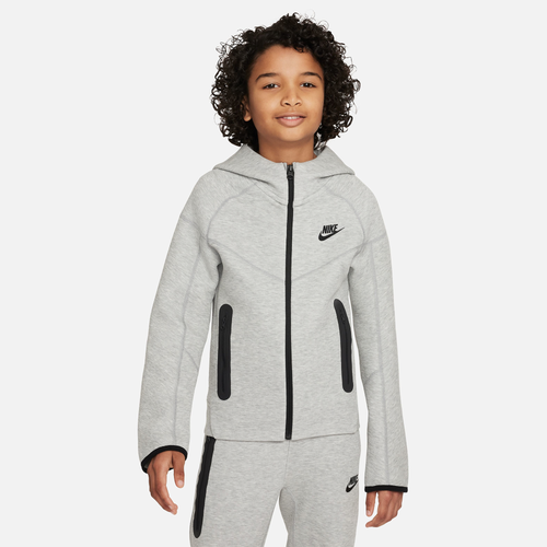 

Nike Boys Nike NSW Tech Fleece Full-Zip Hoodie - Boys' Grade School Black/Dark Grey Heather/Black Size S