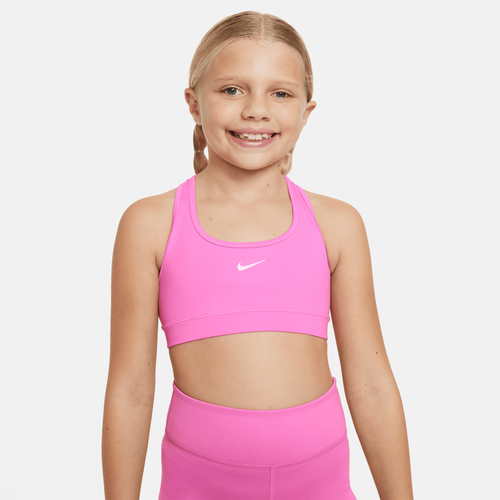 

Girls Nike Nike Dri-FIT Swoosh Bra - Girls' Grade School Playful Pink/White Size S