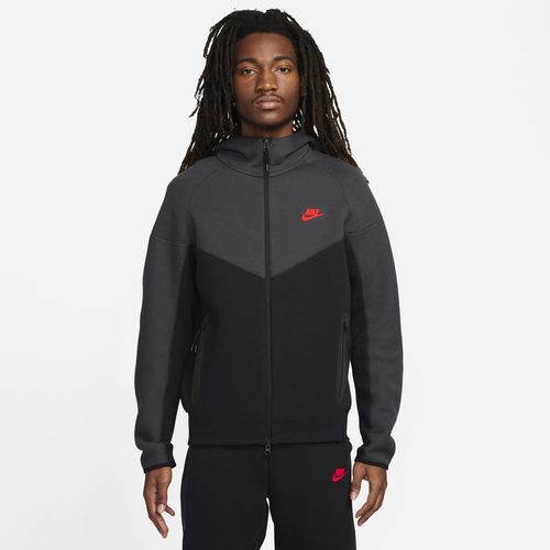 

Nike Mens Nike Tech Fleece Full-Zip WR Hoodie - Mens Dark Smoke Grey/Black/Lt Crimson Size S