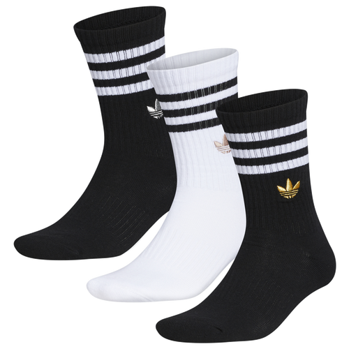 

adidas Originals adidas Originals 3 Stripe Gilver 3 Pack Crew Socks - Mens Black/White/Gold Size L