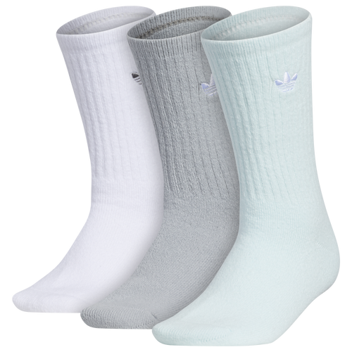 

adidas Originals Womens adidas Originals Comfort 3 Pack Crew Socks - Womens White/Blue Size M