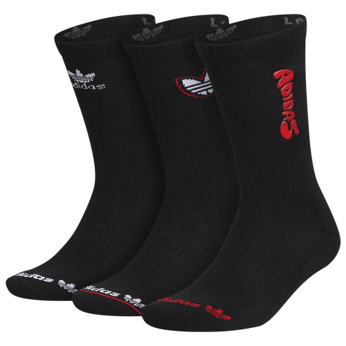 

adidas Originals Mens adidas Originals Street 3 Pack Crew Socks - Mens Black/Red Size L