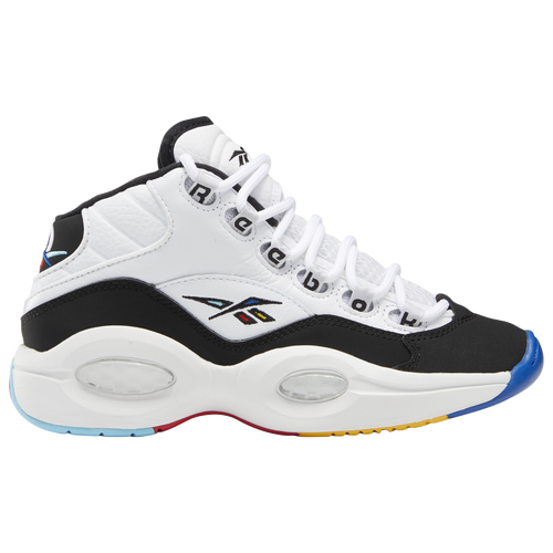 

Reebok Boys Reebok Question Mid - Boys' Grade School Basketball Shoes White/Black/Blue Size 6.0