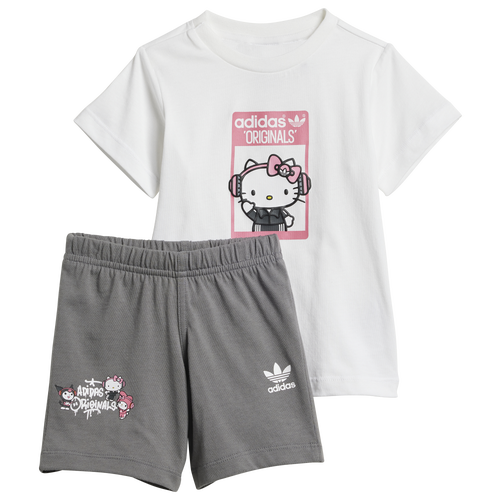 

adidas Originals adidas Originals Hello Kitty T-Shirt & Shorts Set - Girls' Toddler Gray/White Size 2T