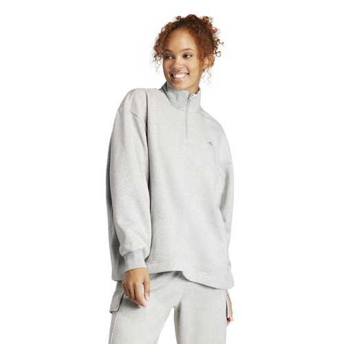 

adidas Womens adidas ALL SZN Fleece Quarter-Zip Sweatshirt - Womens Medium Grey Heather Size S