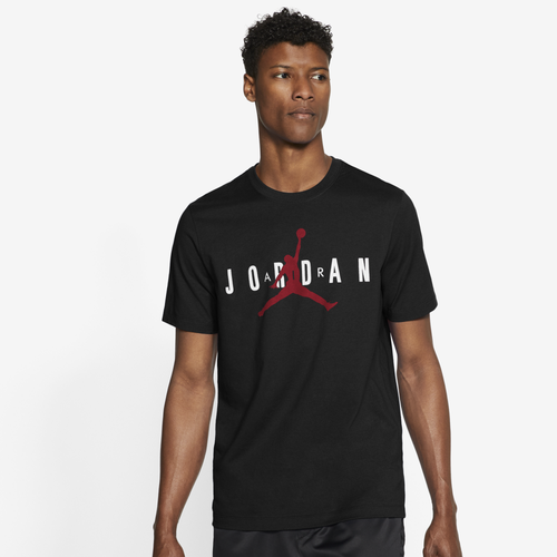 

Jordan Mens Jordan Air Wordmark T-Shirt - Mens Black/White/Gym Red Size M