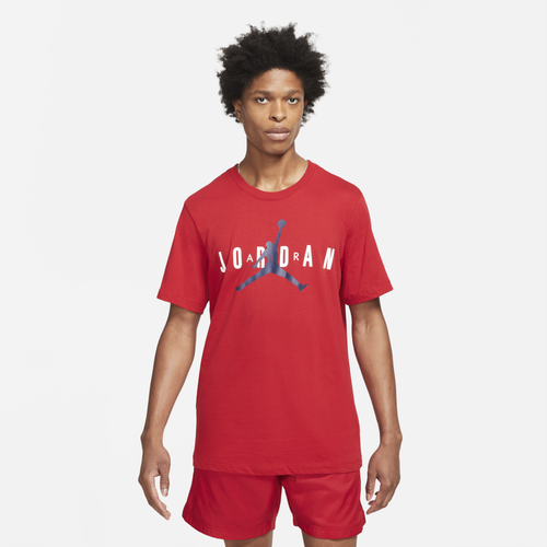 

Jordan Mens Jordan Air Wordmark T-Shirt - Mens Gym Red/White/Midnight Navy Size S