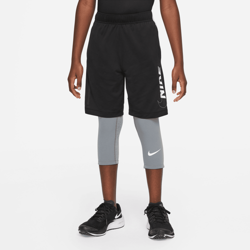 

Nike Boys Nike Dri-FIT 3 Quarters Tights - Boys' Grade School White/Carbon Heather Size L