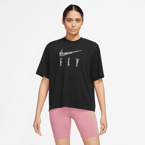 

Nike Womens Nike Dri-FIT Swoosh Fly Boxy 2 T-Shirt - Womens Black Size XS