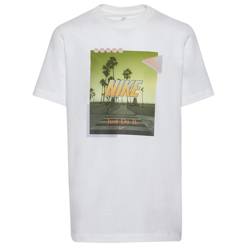 

Boys Nike Nike Sun Splash Beach T-Shirt - Boys' Grade School White/Volt Size L