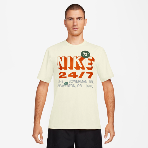 

Nike Mens Nike Dri-Fit UV Hyverse Short Sleeve T-Shirt - Mens Sail/Orange Size M