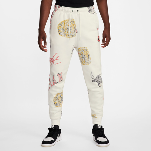 

Jordan Mens Jordan Essential Printed Fleece Pants - Mens Sail/Black Size L