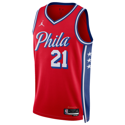 

Nike Mens Philadelphia 76ers Nike 76ers Statement Jersey - Mens Red/White Size S