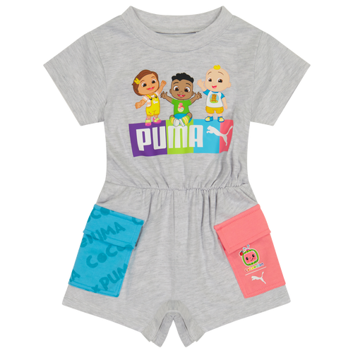 

Boys PUMA PUMA Colorblock Pocket Romper - Boys' Toddler Lt Grey/White/Multi Size 2T