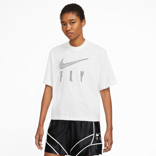 

Nike Womens Nike Dri-FIT Boxy Swoosh Fly T-Shirt - Womens White Size L