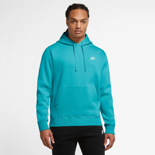 

Nike Mens Nike Club Pullover Hoodie - Mens Teal/White Size S