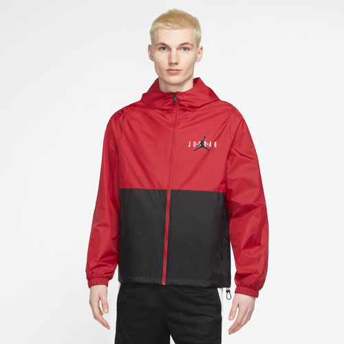 

Jordan Mens Jordan Essential HBR Woven Jacket - Mens Black/Gym Red/Black Size L