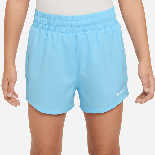 

Girls Nike Nike Dri-FIT One Woven HR Shorts - Girls' Grade School Aquarius Blue/White Size L